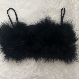 Elegant Black Feathered Bralette